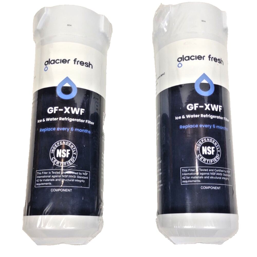 2 Pack GLACIER FRESH GF-XWF Refrigerator Water Filter Replacement for GE XWF New